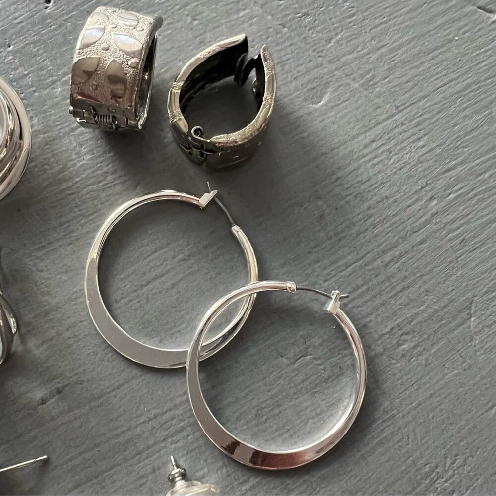 6 Silver Tone Earrings Set - Picture 5 of 6